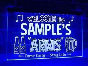 Welcome to Arms Personalized Hanging Neon Sign
