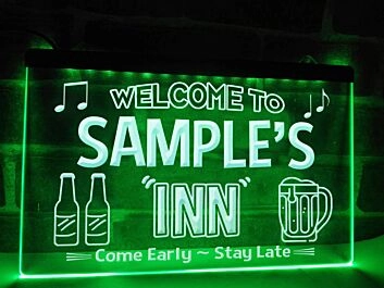 Welcome to My Inn Personalized Hanging Neon Sign
