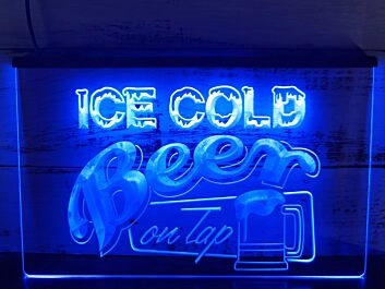 Ice Cold Beer on Tap Bar Hanging Neon Sign