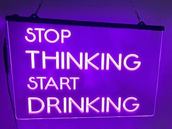 Stop Thinking Start Drinking LED Neon Hanging Neon Sign