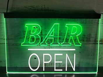 Bar Open Two Tone Hanging Neon Sign