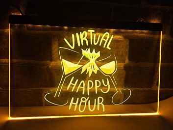 Virtual Happy Hour Hanging Neon Sign
