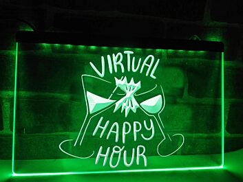 Virtual Happy Hour Hanging Neon Sign