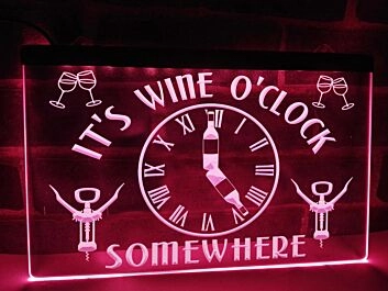 It's Wine O'Clock Somewhere Hanging Neon Sign