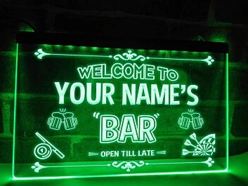 Beer, Pool & Darts Bar Personalized Hanging Neon Sign
