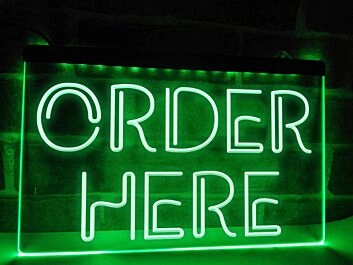 Order Here Hanging Neon Sign