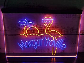 Flamingo Margaritaville Two Tone Hanging Neon Sign