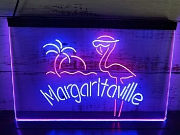 Flamingo Margaritaville Two Tone Hanging Neon Sign