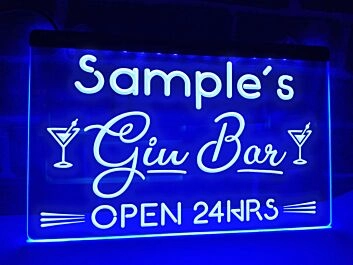 Gin Bar Personalized Hanging Neon Sign