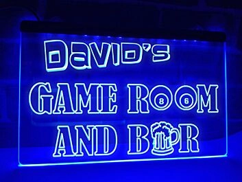 Game Room and Bar Personalized Hanging Neon Sign
