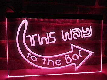 This Way to the Bar Hanging Neon Sign