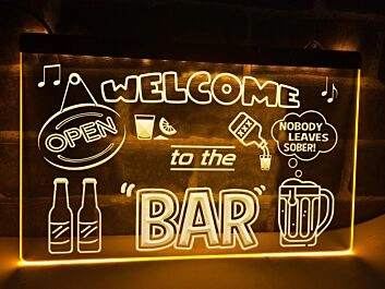 Welcome to the Bar Hanging Neon Sign