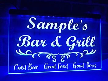 Bar and Grill Personalized Hanging Neon Sign
