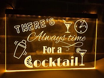There&#039;s Always time for a Cocktail Hanging Neon Sign
