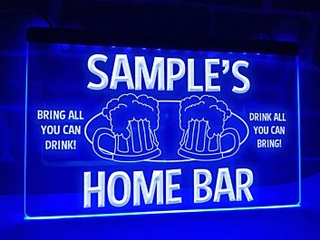 Home Bar Personalized Hanging Neon Sign