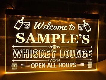 Welcome to My Whiskey Lounge Personalized Hanging Neon Sign