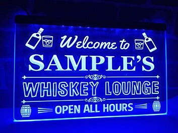 Welcome to My Whiskey Lounge Personalized Hanging Neon Sign