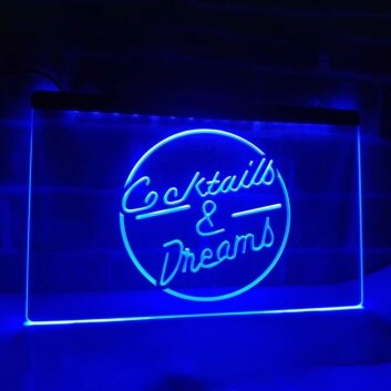 Cocktails and Dreams Two Tone Hanging Neon Sign