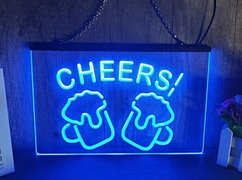 Cheers Beers Bar Hanging Neon Sign