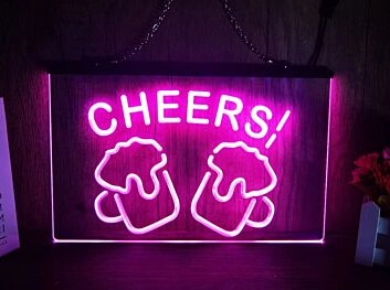 Cheers Beers Bar Hanging Neon Sign