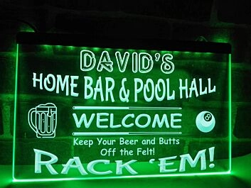 Home Bar and Pool Hall Personalized Hanging Neon Sign