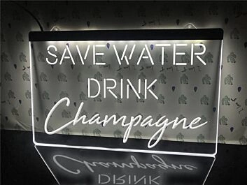 Save Water Drink Champagne Hanging Neon Sign