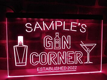 Gin Corner Personalized Hanging Neon Sign