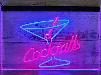 Cocktails Two Tone Hanging Neon Sign