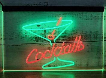 Cocktails Two Tone Hanging Neon Sign