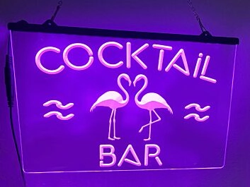 Flamingo Cocktail Bar Hanging Neon Sign