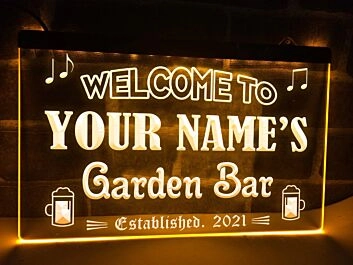 Garden Bar Personalized Hanging Neon Sign