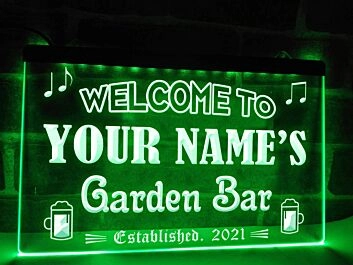 Garden Bar Personalized Hanging Neon Sign