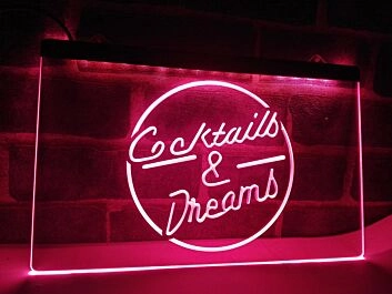 Cocktails &amp; Dreams Hanging Neon Sign