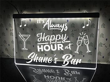 It&#039;s Always Happy Hour Personalized Hanging Neon Sign