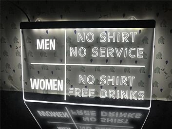 No Shirt No Service Funny Hanging Neon Sign