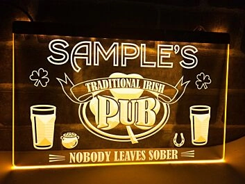 Irish Pub Personalized Hanging Neon Sign