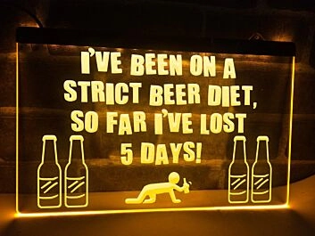 Strict Beer Diet Funny Hanging Neon Sign