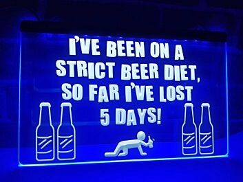 Strict Beer Diet Funny Hanging Neon Sign
