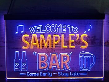 Welcome to My Bar Personalized Two Tone Hanging Neon Sign
