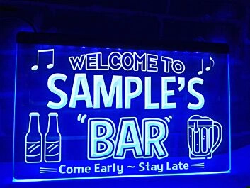 Welcome to My Bar Personalized Hanging Neon Sign