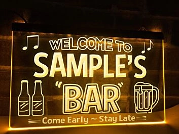 Welcome to My Bar Personalized Hanging Neon Sign