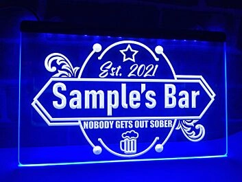 Nobody Gets Out Sober Personalized Bar Hanging Neon Sign