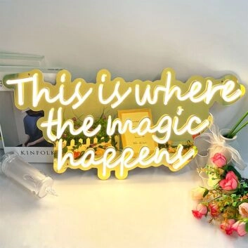 This is where the magic happens Gold Backsplash Neon Signs