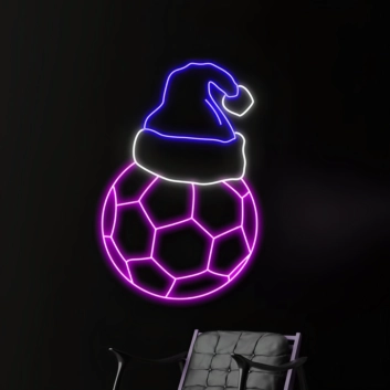 Christmas Hat Soccer Neon Sign