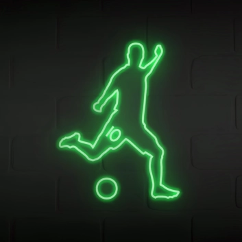 Soccer Player Kicking Neon Sign