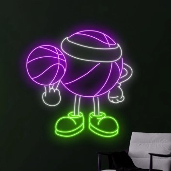 Playful Basketball Kid Neon Sign