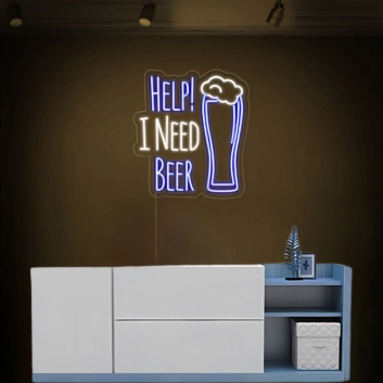 Customize Urgent HELP! I NEED BEER Neon Sign
