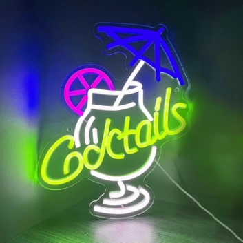 Customize Refreshing Summer Cocktail Glass Neon Light