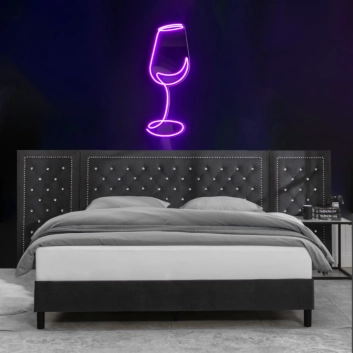 Sophisticated Elegant Wine Glass Neon Light