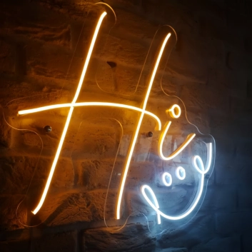 Hi Neon with a Smile Brighten Your Space with Friendly Greetings